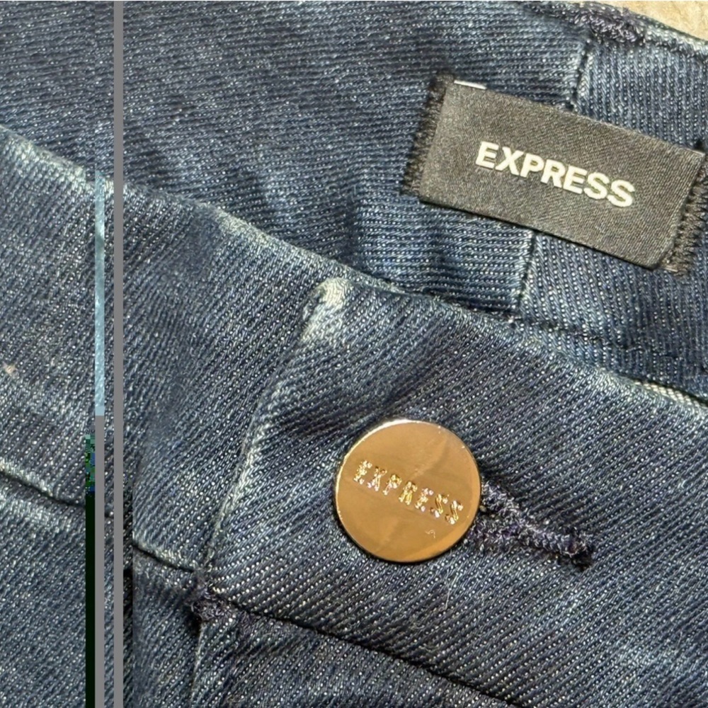 NWT Express Jeans Womens Blue 70s Flare Mid Rise Stretch Denim XL Short 38x31 - Picture 10 of 13